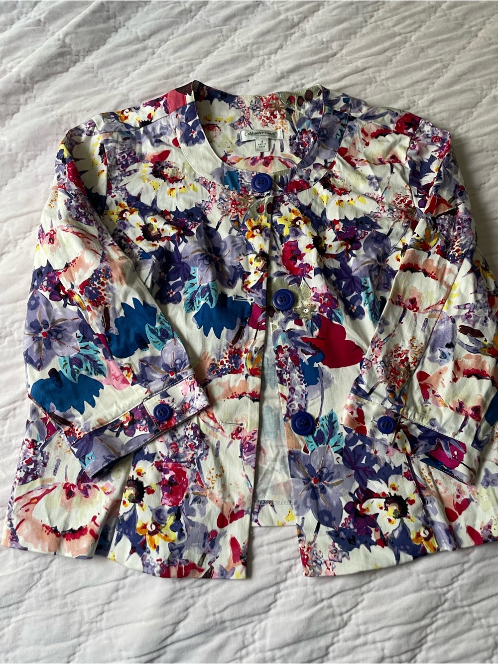 Women's Floral Print Short Jacket - Multicolor